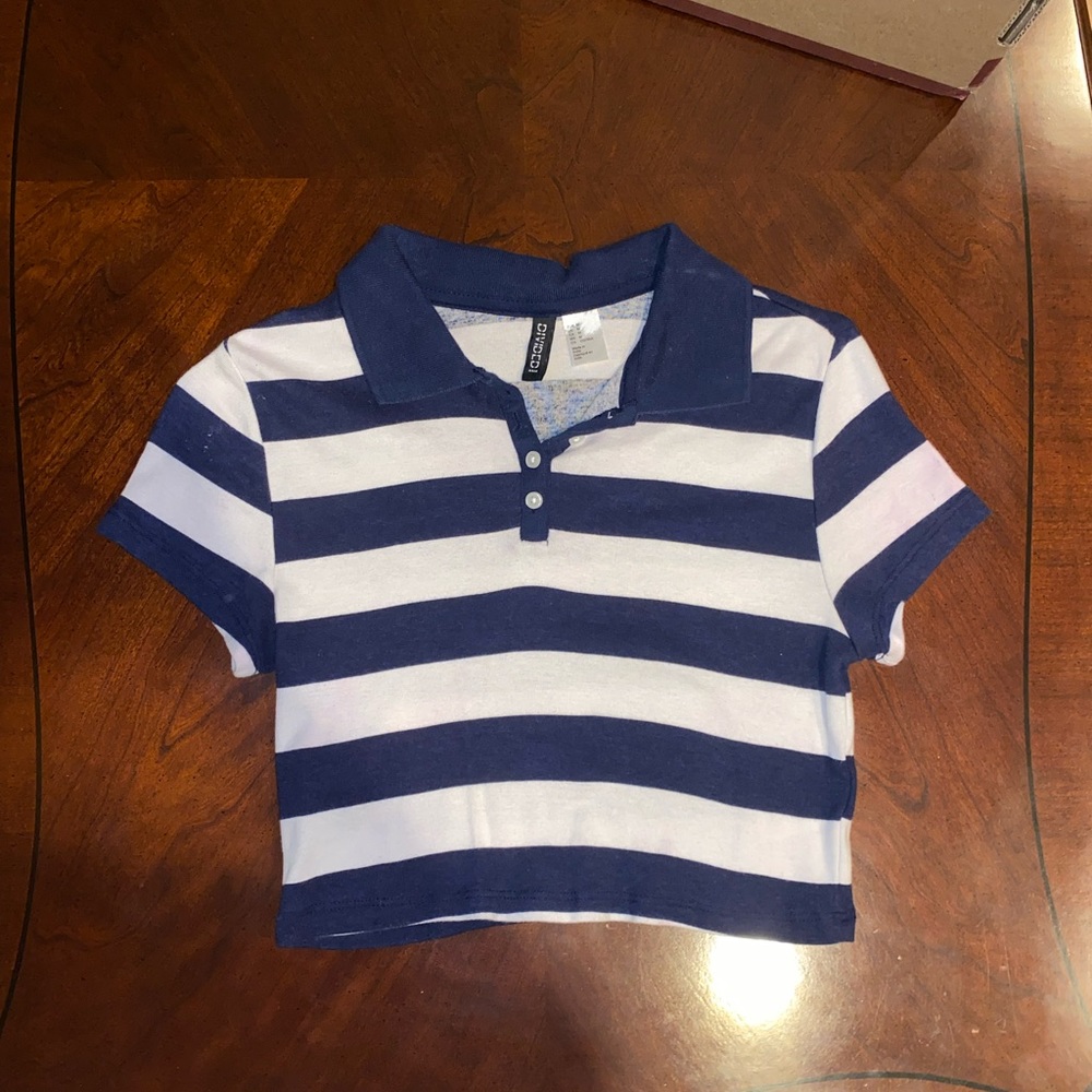 DIVIDED striped collard crop top SIZE M